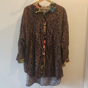 Johnny Was Millo Wild Button-Front Midi Shirtdress
